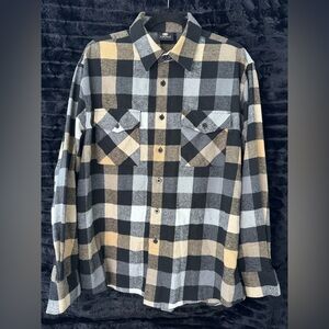 Yahoo Men's Black and Tan Plaid Shirt
